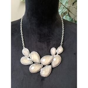 Womens Waffle Pattern Champagne Acrylic Teardrop Beaded Bib Statement Necklace